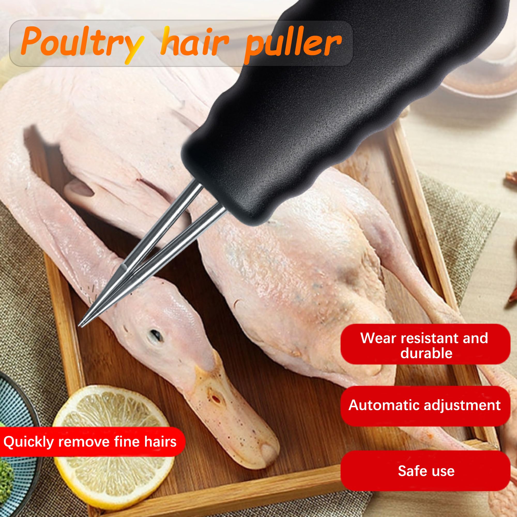 QZAVIRE electric poultry plucker motor shows 240rpm power for thorough plucking.