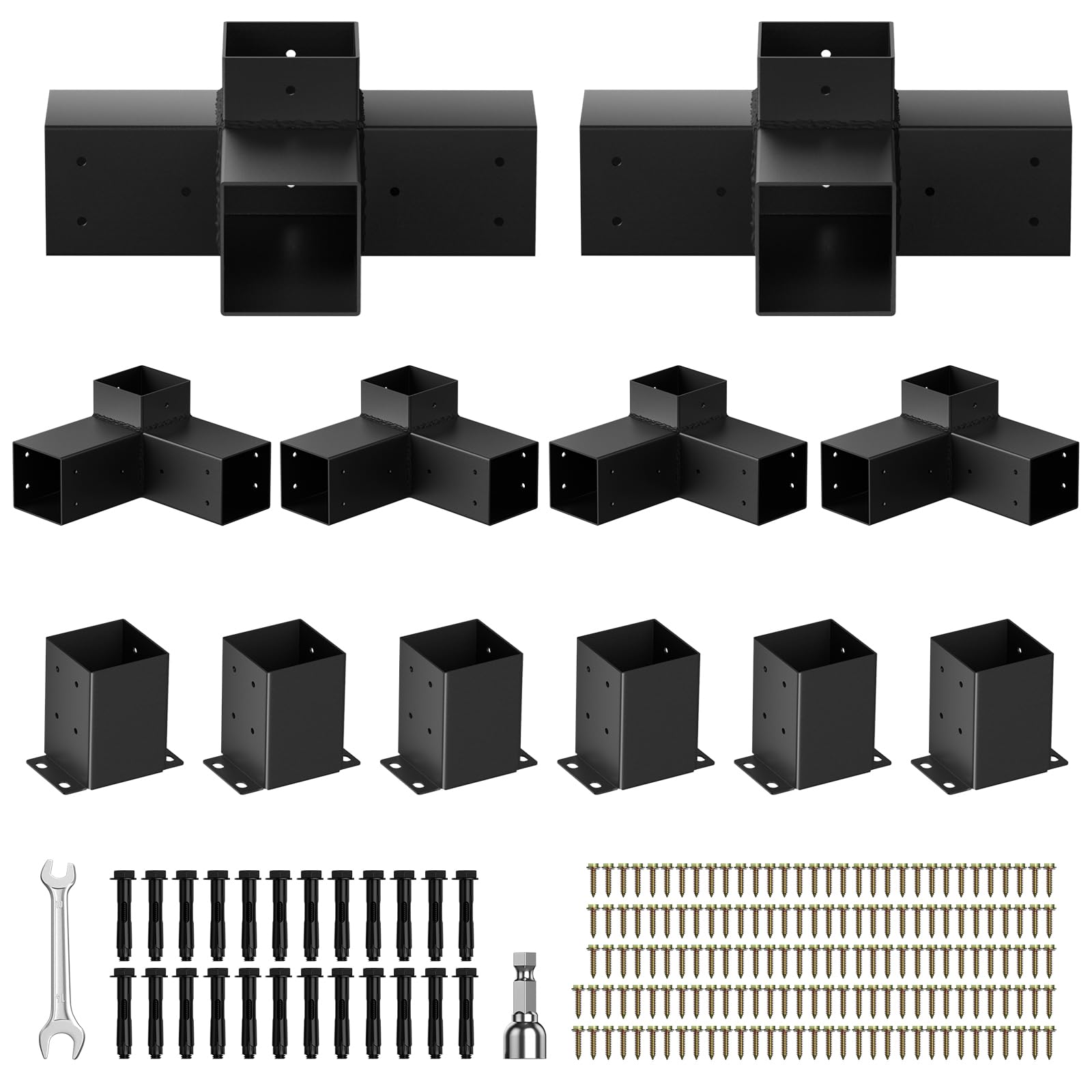 QZER pergola brackets 3-way 4x4 provide sturdy outdoor support.