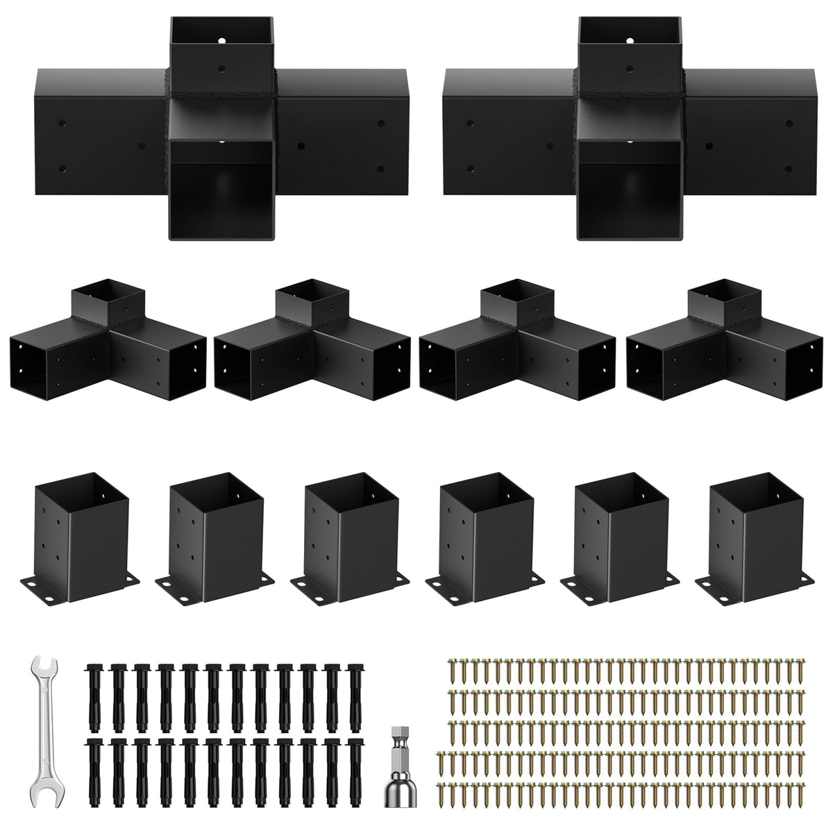 QZER pergola brackets 3-way 4x4 provide sturdy outdoor support.