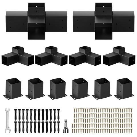 QZER pergola brackets 3-way 4x4 provide sturdy outdoor support.
