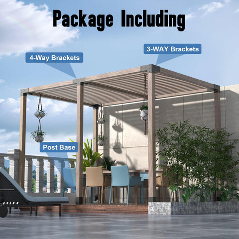 QZER outdoor-use brackets for patios, decks, and gardens.