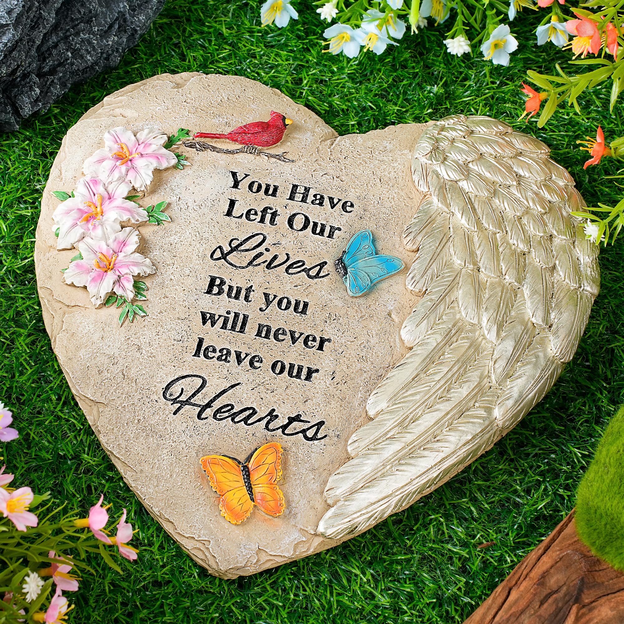 QZGE memorial stone with heartfelt quote for outdoor garden display; weatherproof.
