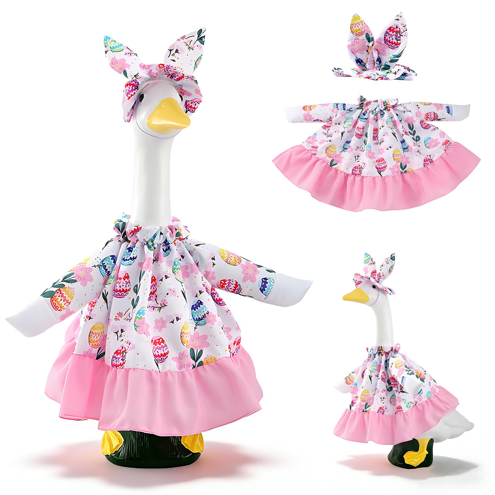 QZHPTBU Easter goose outfit with egg-floral print for outdoor porch decor
