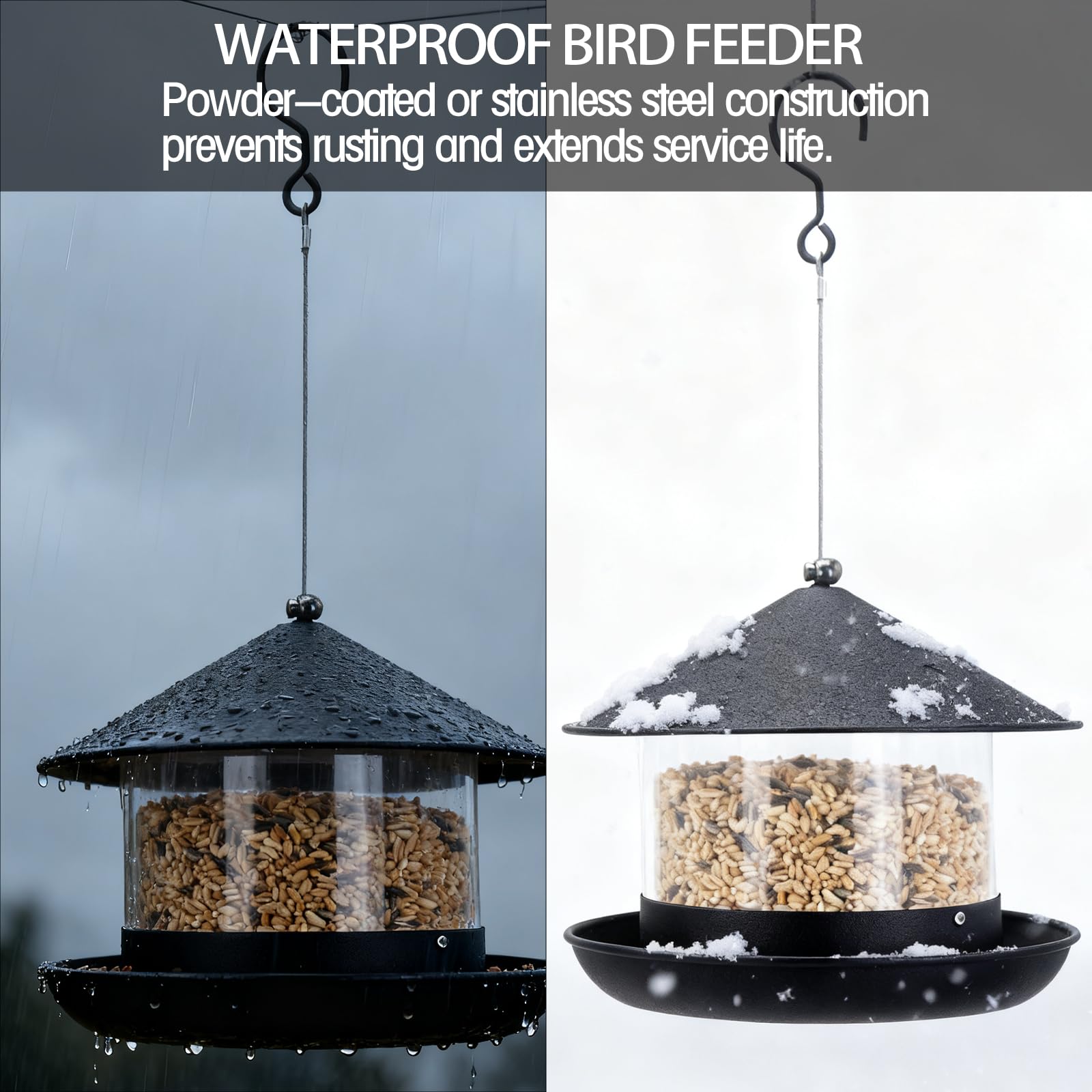 QZLOHOM wild bird feeder wide feeding tray welcomes multiple species