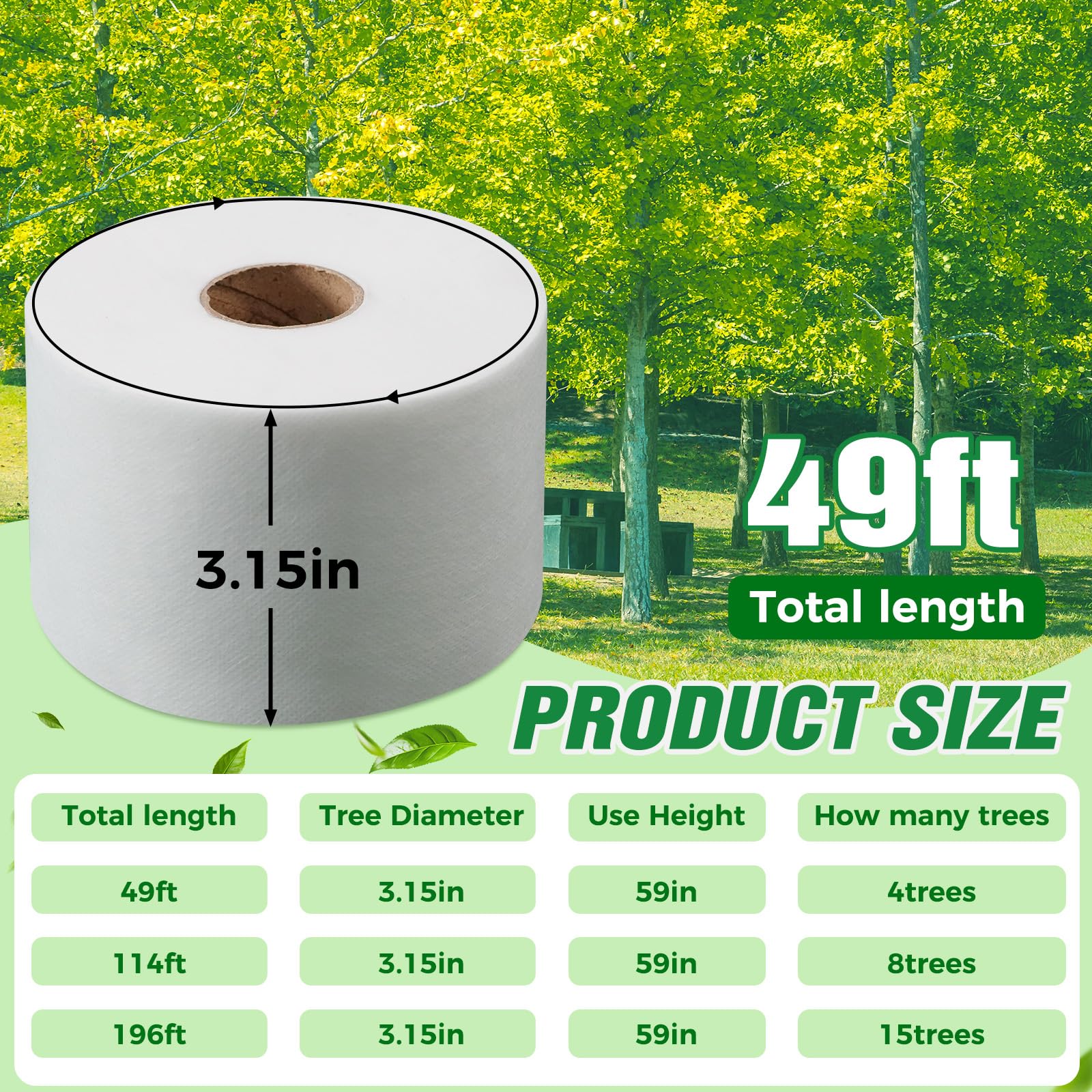QZXALGS bark protection wrap closeup demonstrates thick chew-resistant design for young trees.