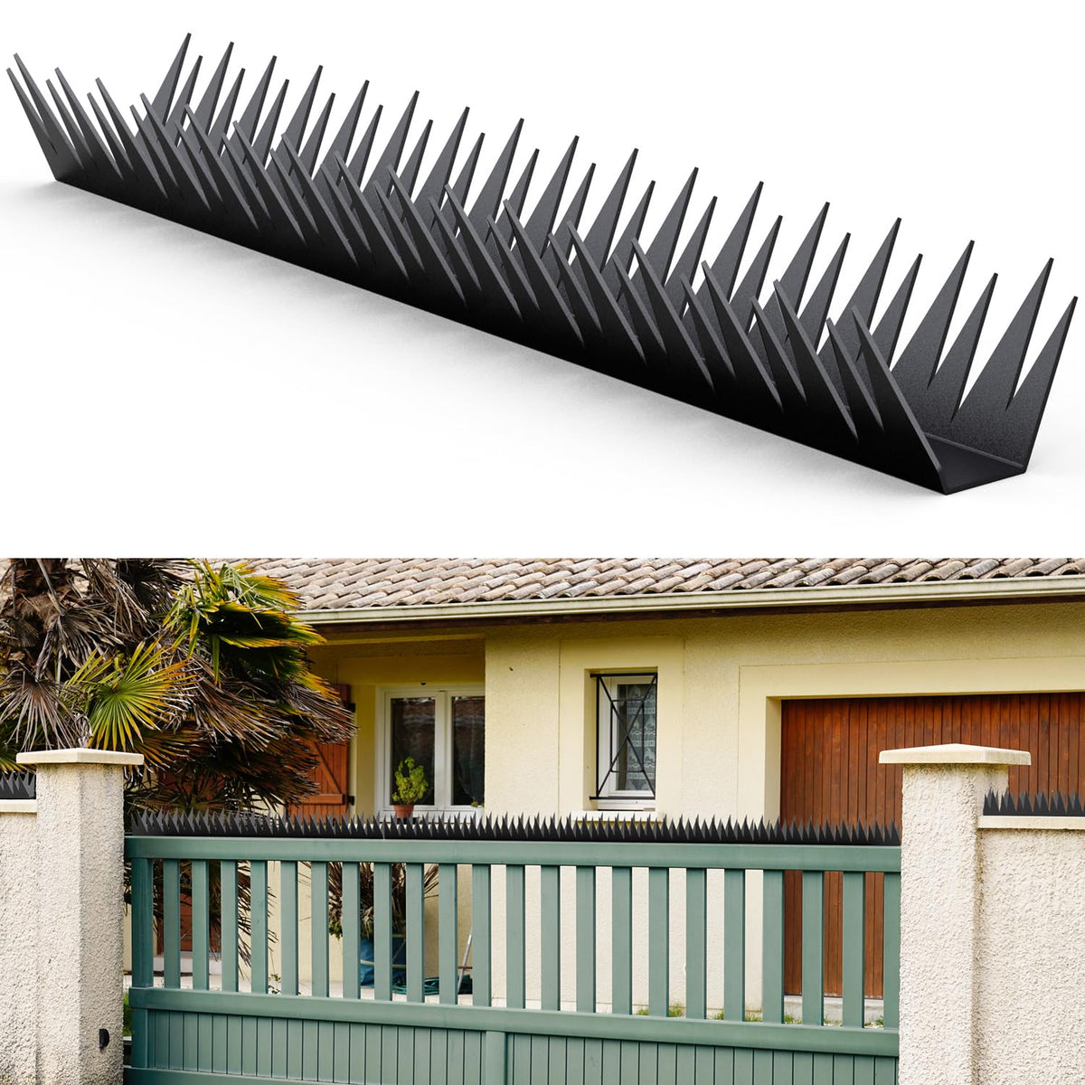 QZXRKEJI anti-climb spikes on a fence deter intruders.