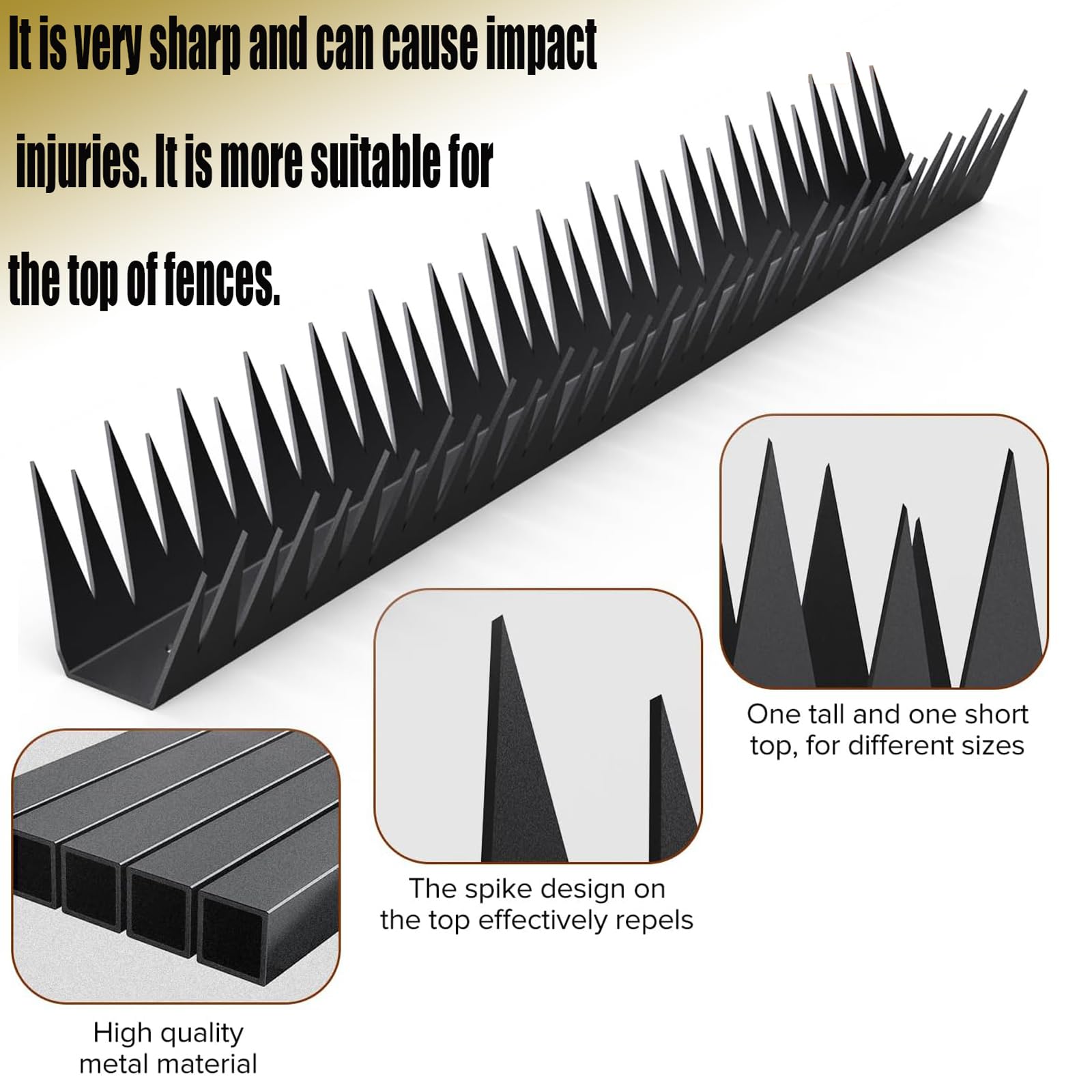 QZXRKEJI metal spikes on a garden gate provide rust-resistant protection.
