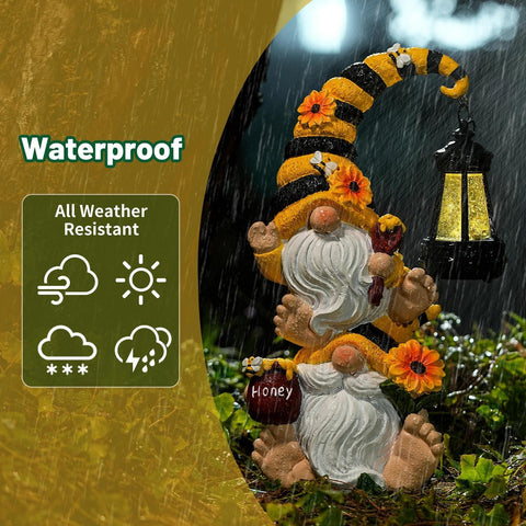 QZZP Outdoor bee gnome complements sunflowers, ponds, and low-maintenance decor.