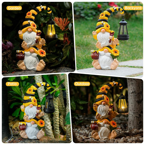 QZZP Weatherproof resin gnome resists rain, sun, and snow for year-round display.