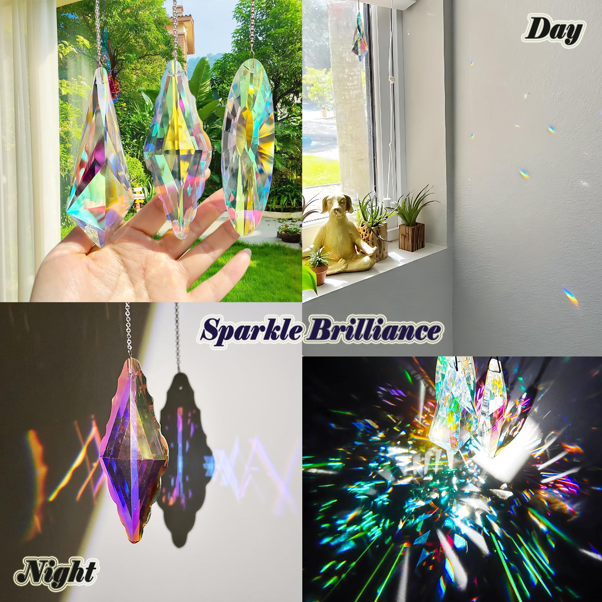 R REVOLEURT large crystal prism suncatcher catches sunlight and color