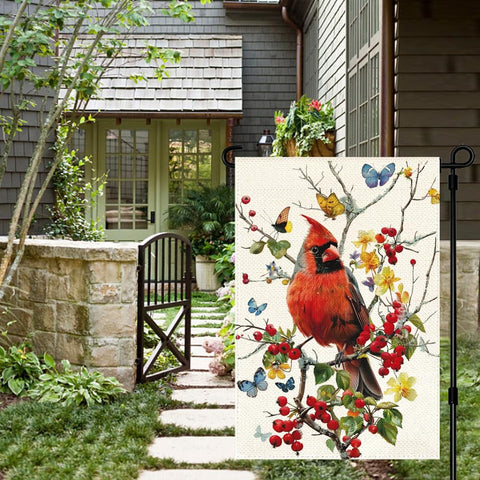 RABUSOFA 12x18 inch garden flag displays durable design for year-round outdoor use