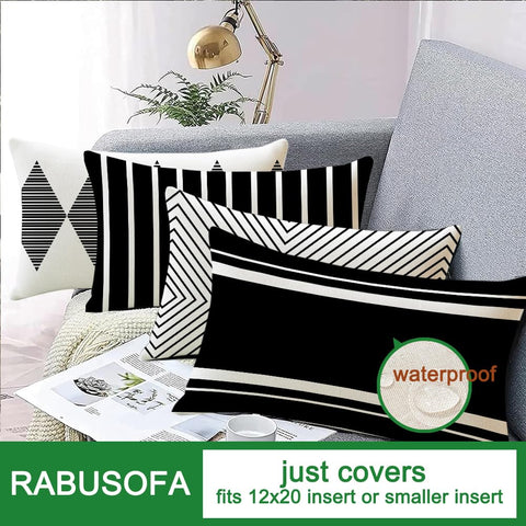 Boho lumbar pillow cover by RABUSOFA for cozy seating indoors or outdoors