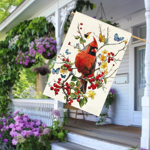 RABUSOFA Cardinal flag hanging on porch for easy seasonal setup