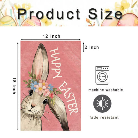 RABUSOFA Happy Easter Bunny Garden Flag pink-toned color adds festive curb appeal.