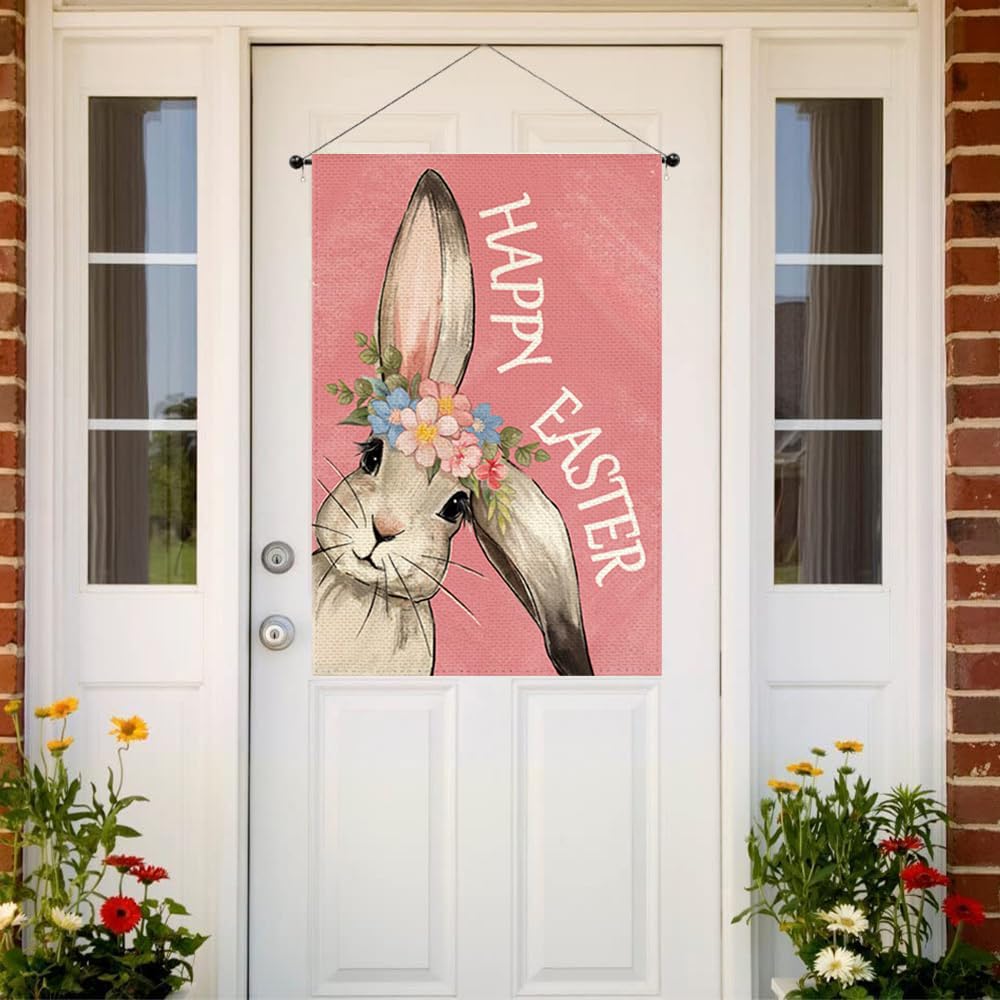 RABUSOFA Easter Bunny Flag back view with double-sided clarity.