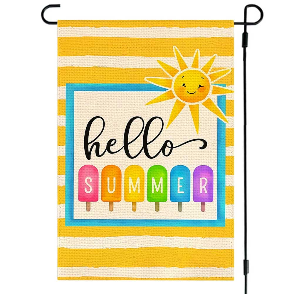 RABUSOFA Hello Summer Popsicle flag with bold double-sided visibility.