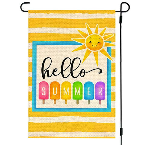 RABUSOFA Hello Summer Popsicle flag with bold double-sided visibility.
