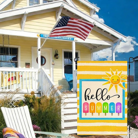 RABUSOFA flag features yellow stripes for a cheerful outdoor focal point.