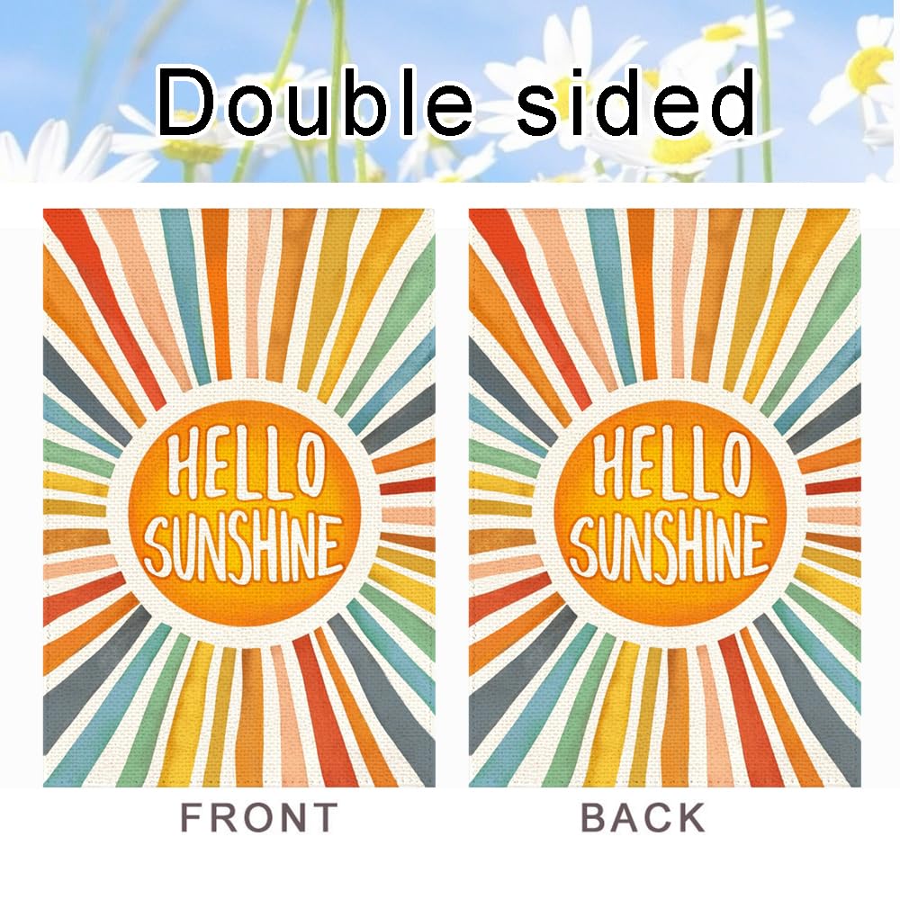 RABUSOFA Hello Sunshine flag, festive garden decor for summer gatherings.