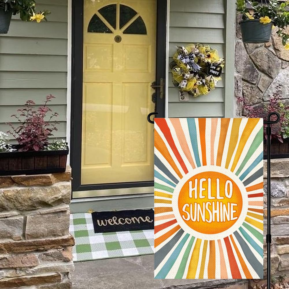 RABUSOFA Hello Sunshine flag, outdoor durability for porch greetings.