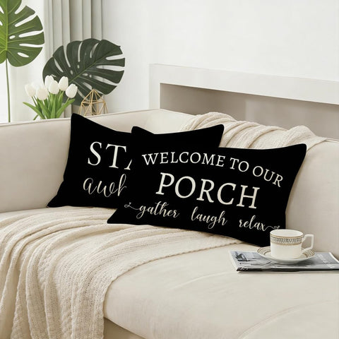 RABUSOFA pillow cover back side in beige fabric adds a versatile two-tone look