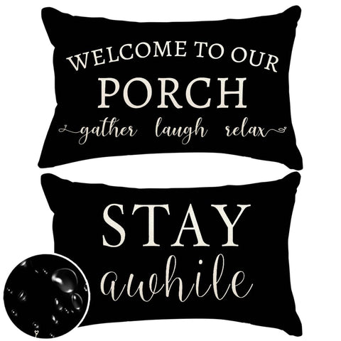 RABUSOFA outdoor pillow cover in black and cream front pattern for porch decor