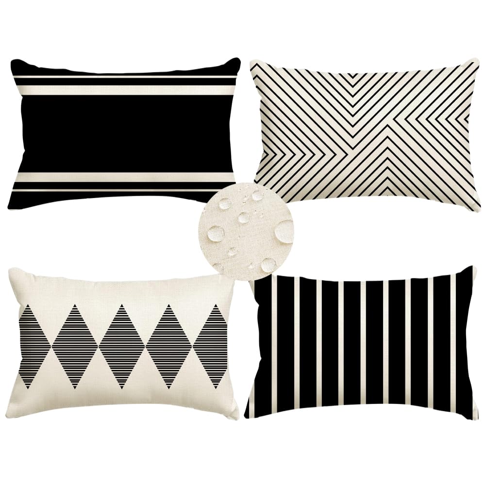 RABUSOFA outdoor pillow cover in black and beige for patio decor and style