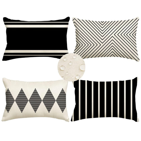 RABUSOFA outdoor pillow cover in black and beige for patio decor and style