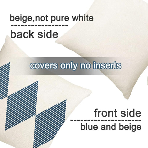 RABUSOFA blue beige pillow cover with hidden zipper 18x18.