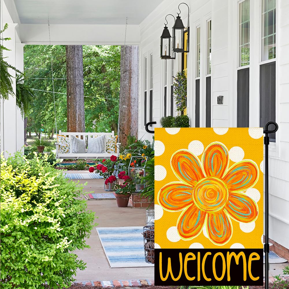 RABUSOFA polka dots welcome flag adds curb appeal and seasonal decor