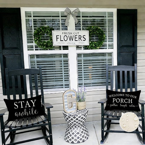 RABUSOFA porch decor idea with decorative pattern and beige reverse