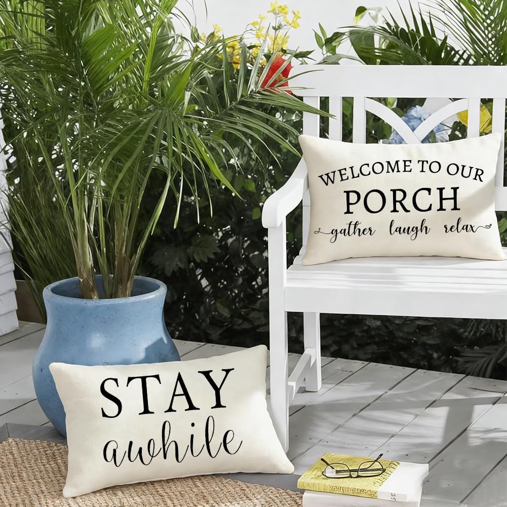 Rabusofa set of 2 pillow covers provides quick porch refresh.