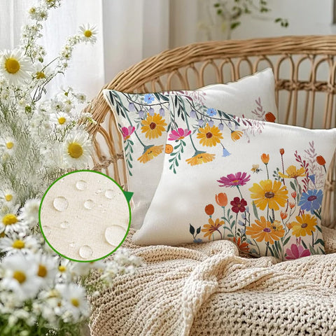RABUSOFA waterproof linen pillow cover designed for outdoor use and weather resilience.