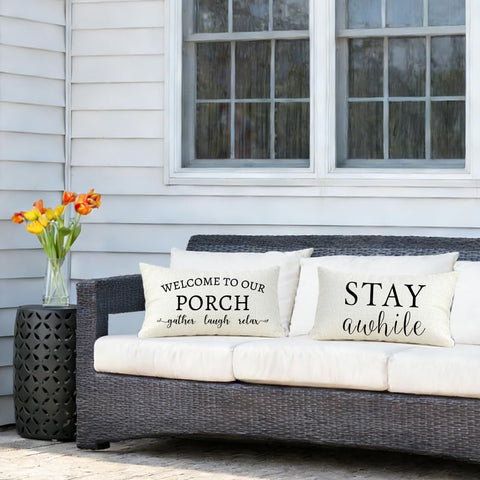Rabusofa waterproof outdoor pillow cover closeup shows durable, weather-ready fabric.
