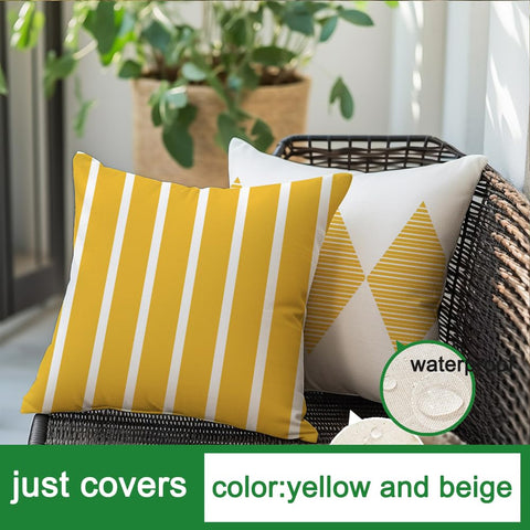 RABUSOFA yellow beige pillow cover 18x18 for patio and balcony