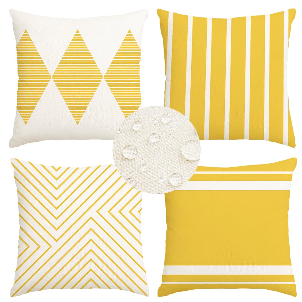 RABUSOFA yellow outdoor pillow cover 18x18 four-pack for patio furniture