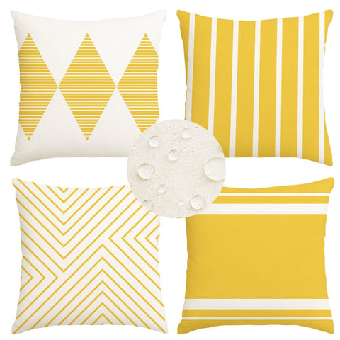 RABUSOFA yellow outdoor pillow cover 18x18 four-pack for patio furniture