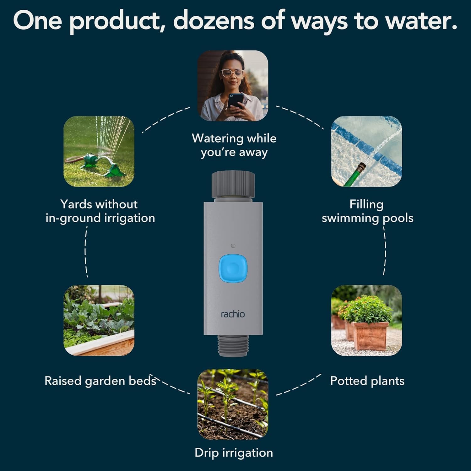 Rachio instant quick-run button for immediate watering via device.