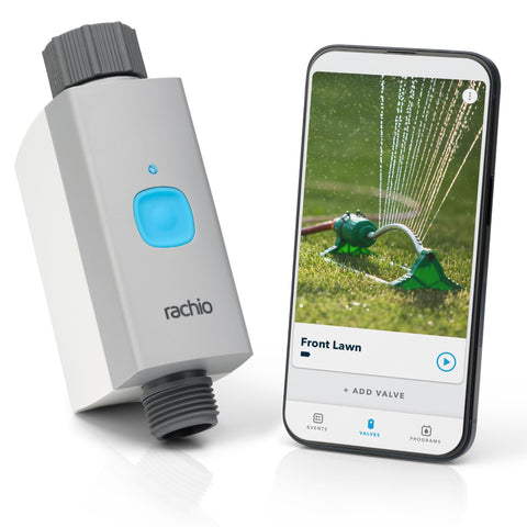 Rachio Smart Hose Timer front view showing easy setup and control.