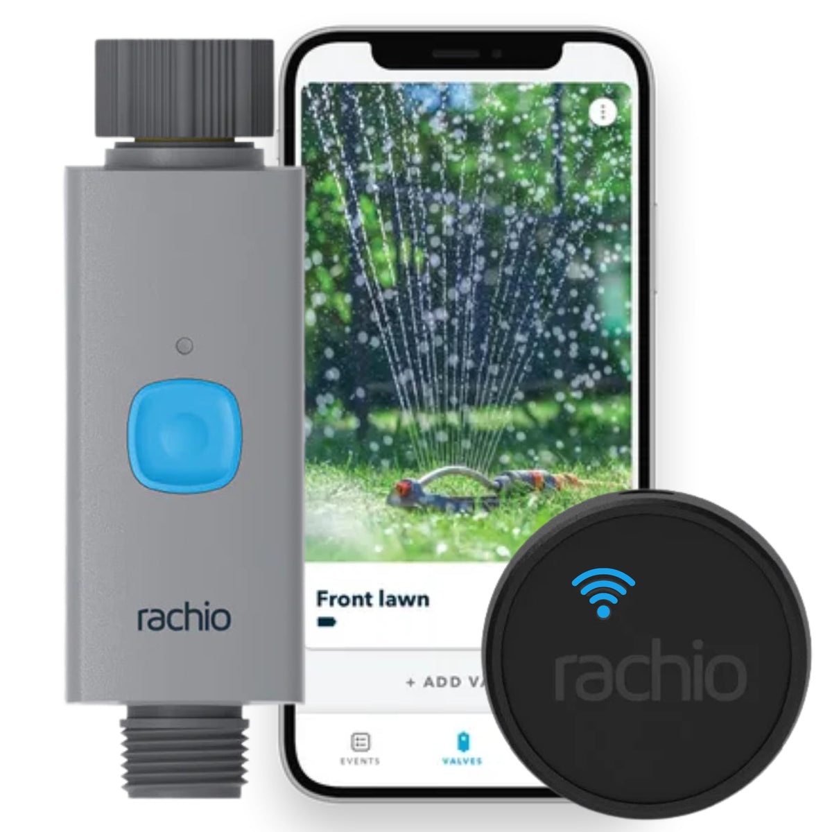 Rachio Smart Hose Timer valve close-up for precise watering control.