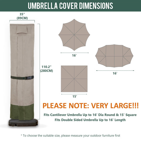 Rachmi 600D oxford fabric umbrella cover guards against weather, extending umbrella lifespan.