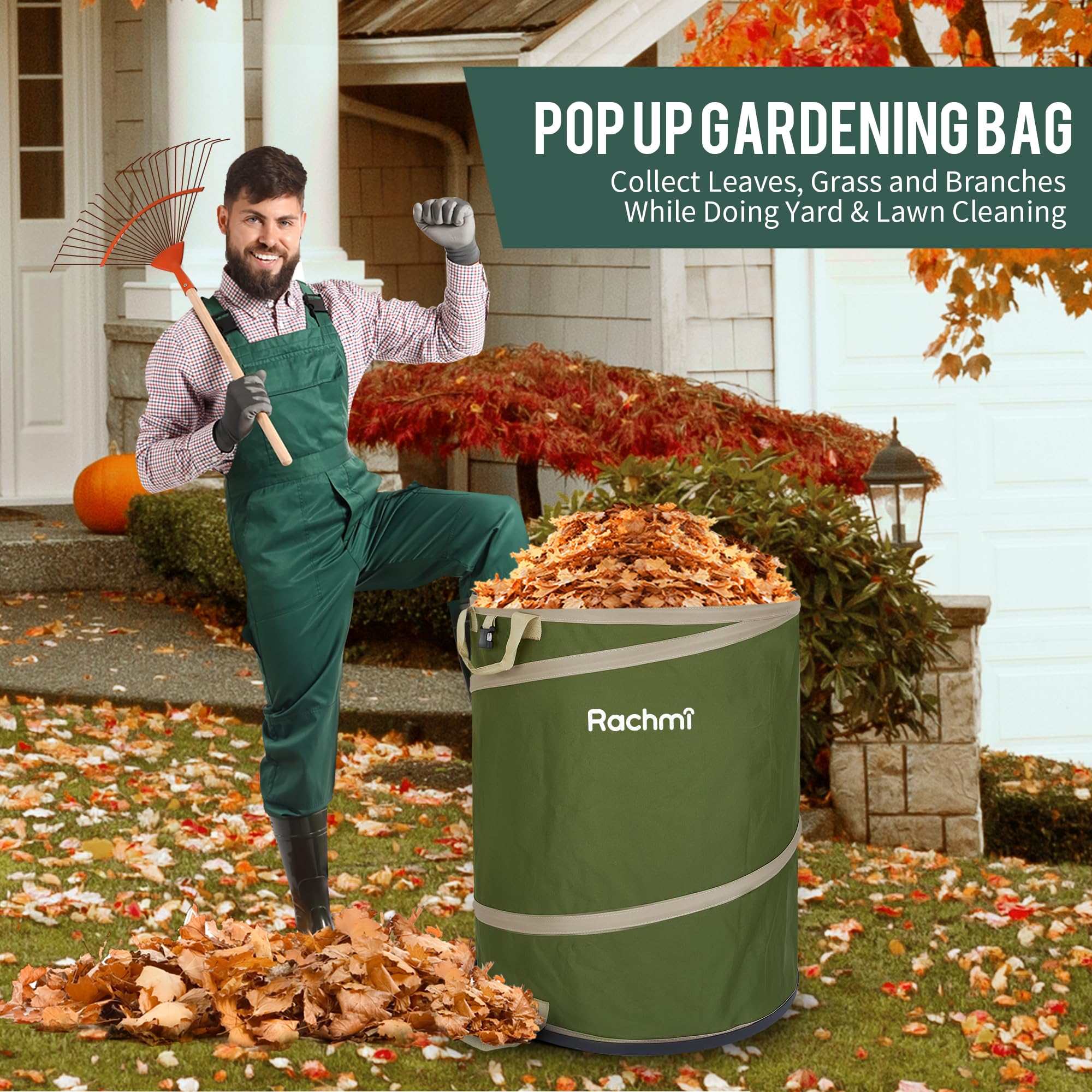 Rachmi hard-shell bottom provides rigid support for outdoor trash can.