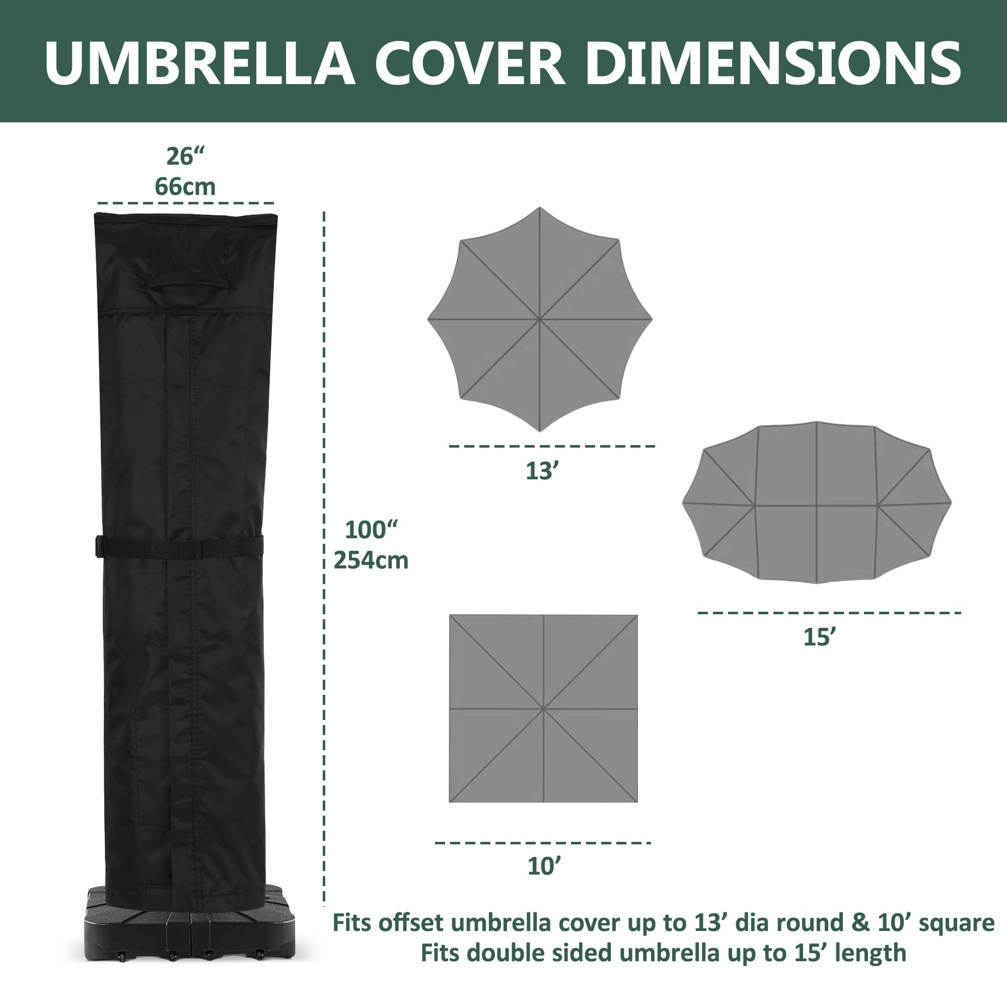 Rachmi umbrella cover with stainless steel telescopic pole for easy setup