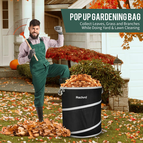 Rachmi pop-up garden bag collects leaves and branches for easy disposal
