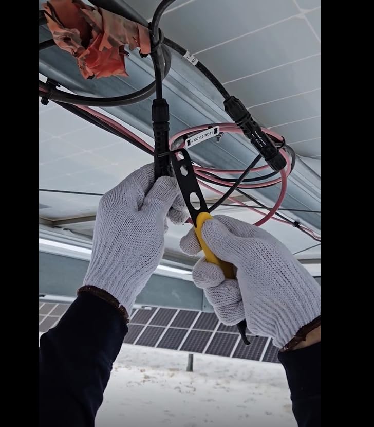 Three-eighths inch wrench integrated in Solar Serpent for robust connections.