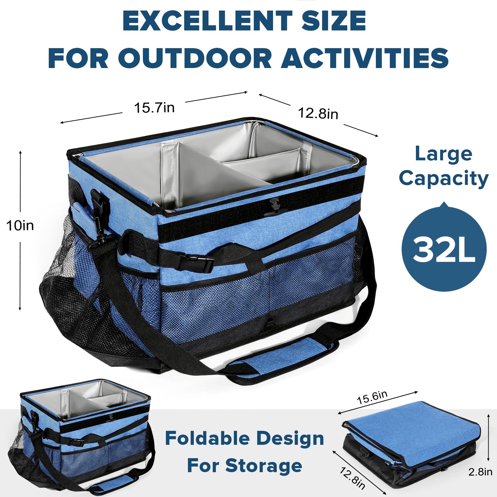 RACOBOT Grill Caddy foldable design for easy transport and storage.