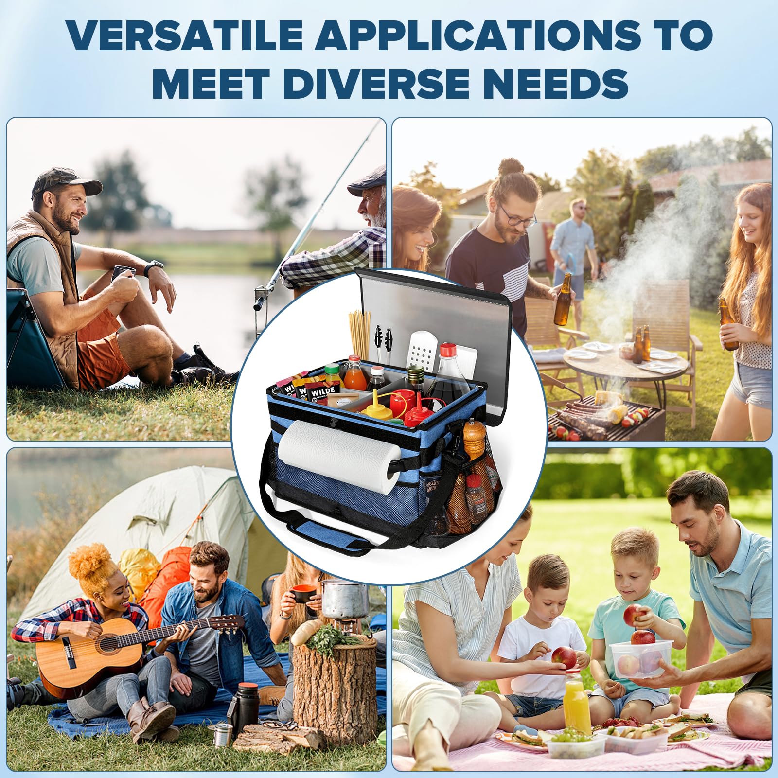 RACOBOT Grill Caddy lid-secure travel protects contents during transport.