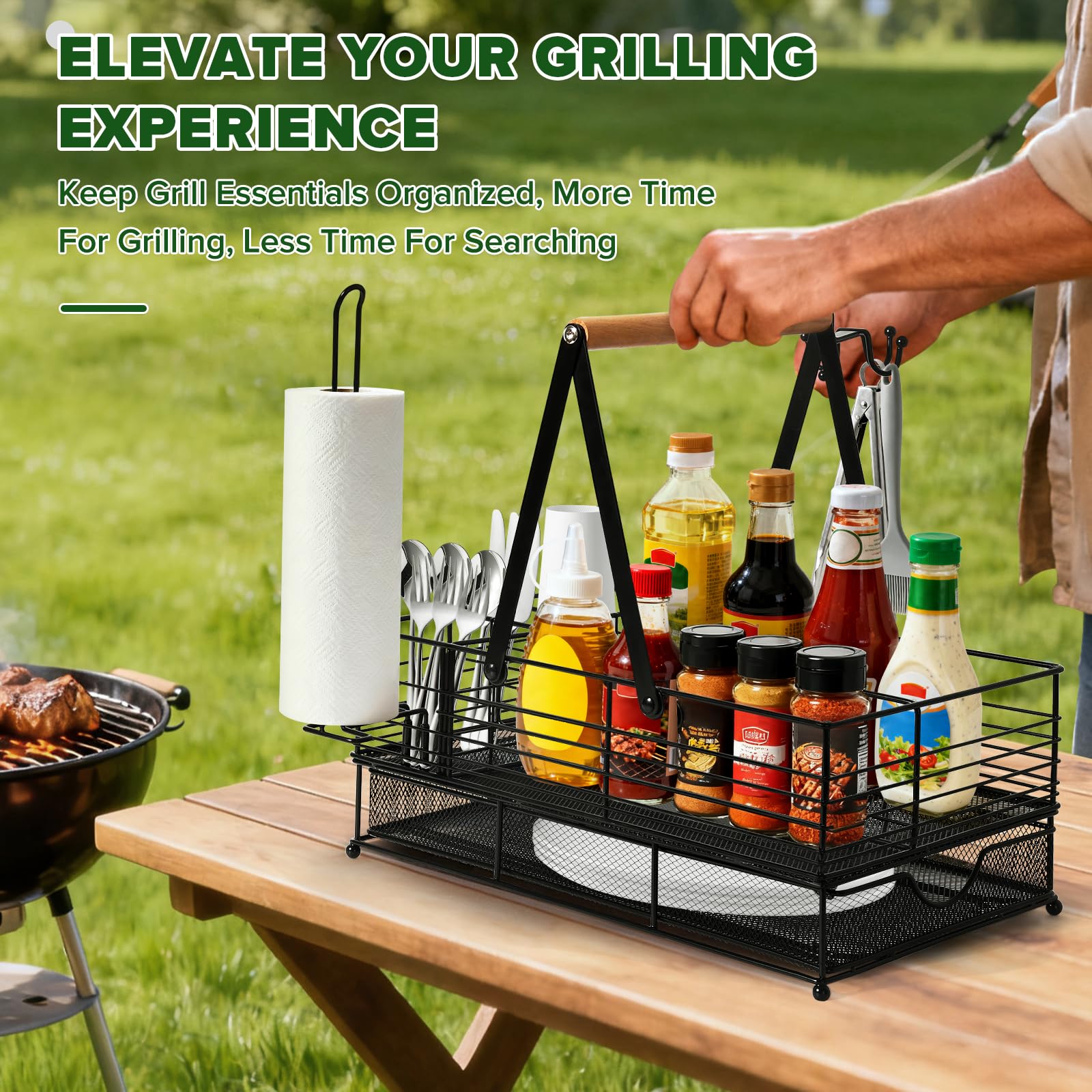 RACOBOT Grill Caddy portable design for patio camping or picnic