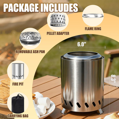 Radd Keep portable fire pit featuring durable stainless steel and carry bag