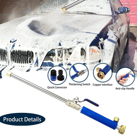 Fan nozzle covers large areas quickly on patios and driveways.